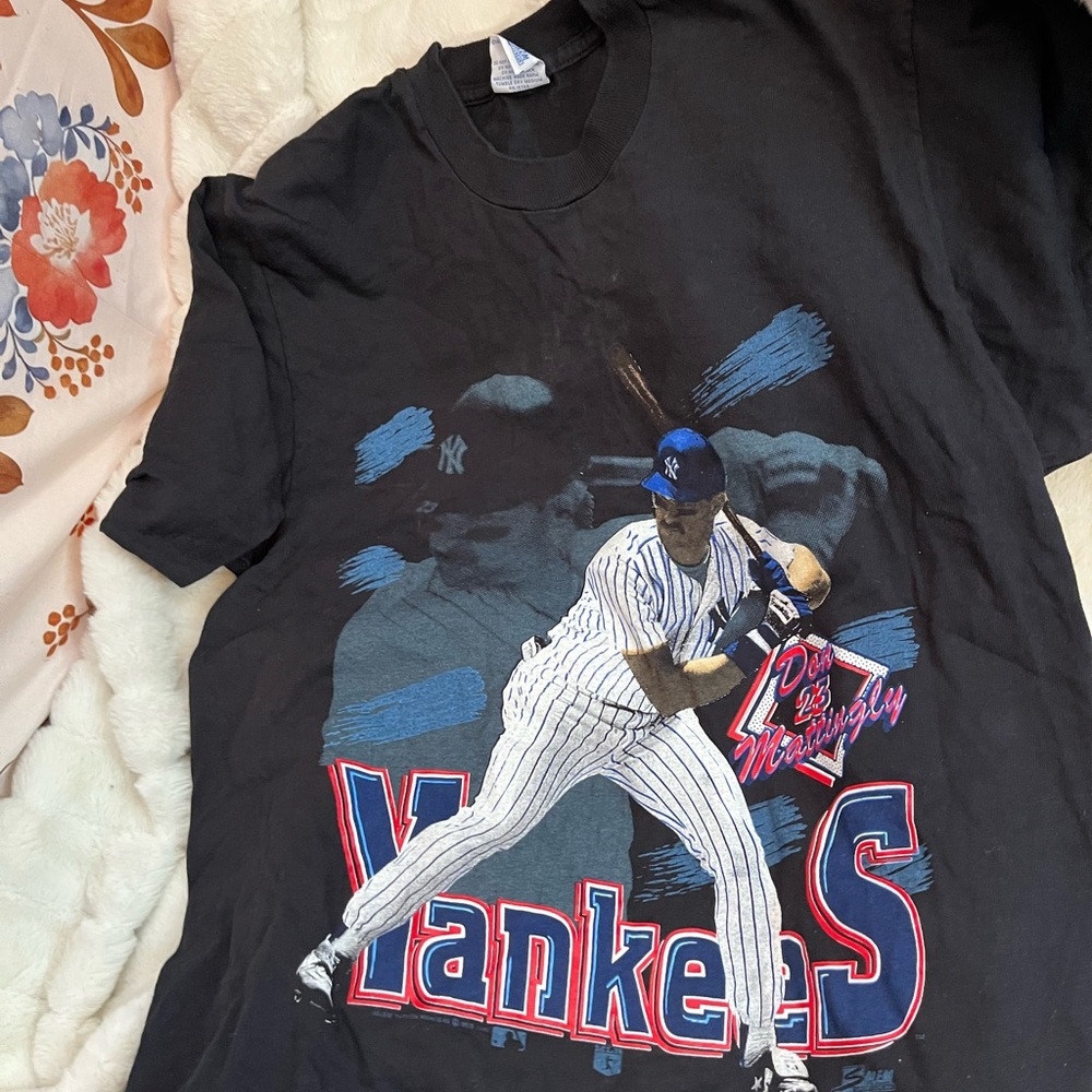 VTG 80s Salem Boys L NY Yankees Don Mattingly New York MLB Baseball Graphic Tee